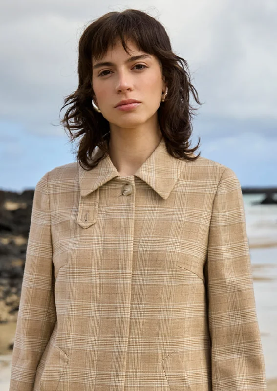 women's coats with zippersSandstone Check Maeve Mac Coat