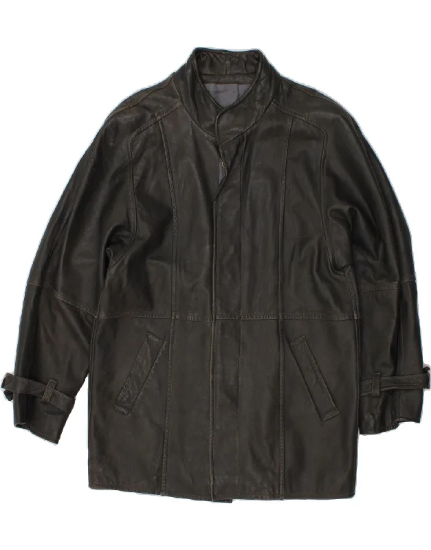 Men's Coats for Rainy WeatherVINTAGE Mens Leather Coat UK 40 Large Brown Leather